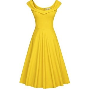 Yellow Muxxn Belle dress 1950s rockabilly pinup